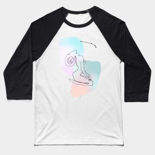 Illustration of abstract zodiac line art women, sign aries with constelation Baseball T-Shirt